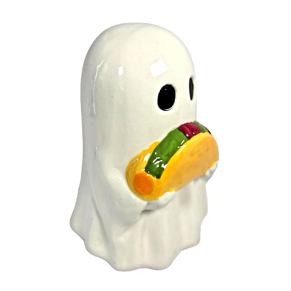 Unbranded Ghost Figurine Halloween 8in White New Taco Spooky Ceramic Decor